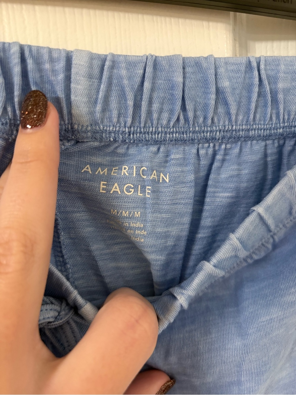 new american eagle Light Blue Women's Wide Leg Drawstring Pants - Picture 3 of 4
